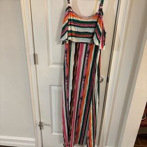 Versona Multicolor Striped Maxi Dress Size L